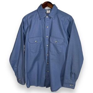 60s Dunn’s Sky Blue Made in USA Chamois Flannel Sport Shirt L